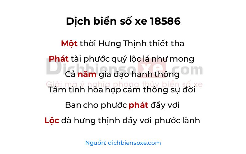 Dịch thơ biển số 18586