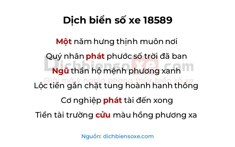 Dịch thơ biển số 18589