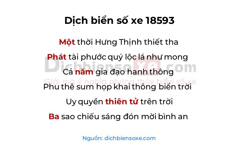 Dịch thơ biển số 18593
