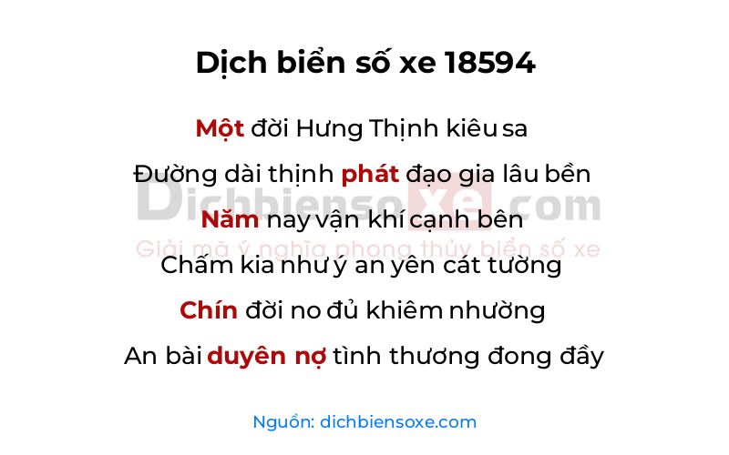 Dịch thơ biển số 18594