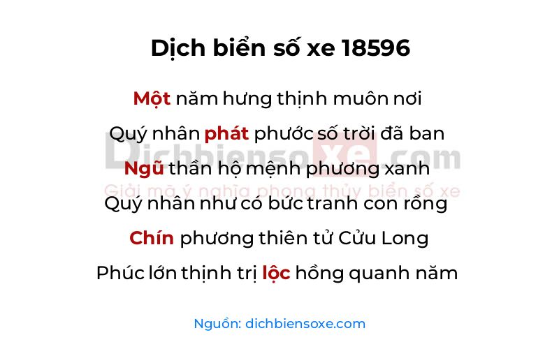 Dịch thơ biển số 18596