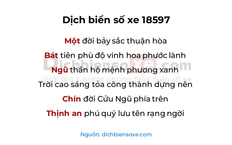 Dịch thơ biển số 18597