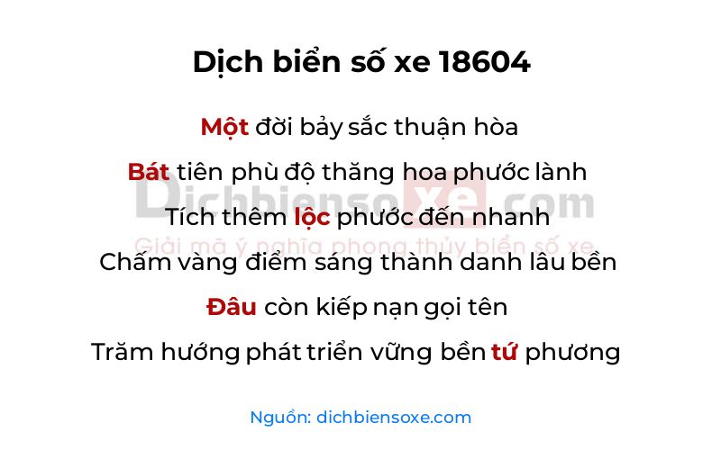 Dịch thơ biển số 18604