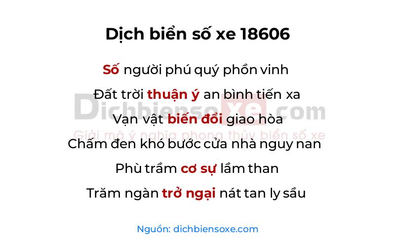 Dịch thơ biển số 18606