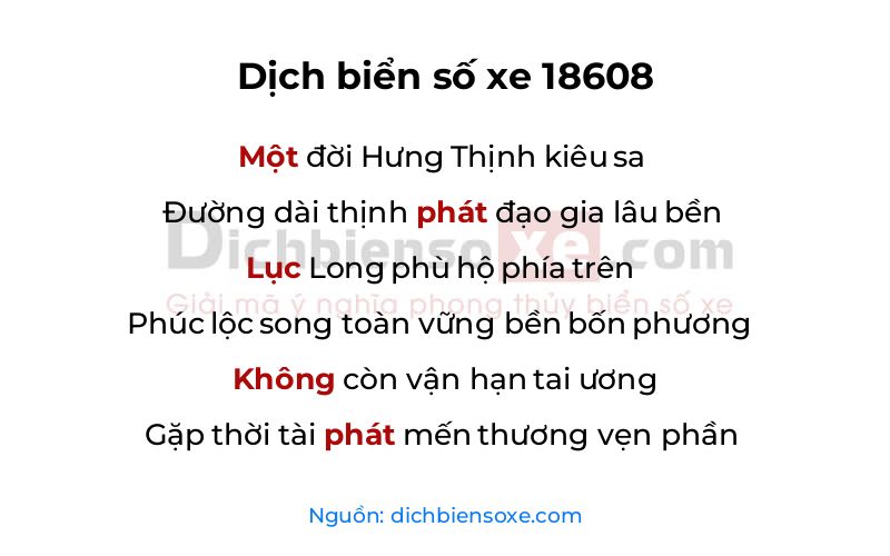 Dịch thơ biển số 18608