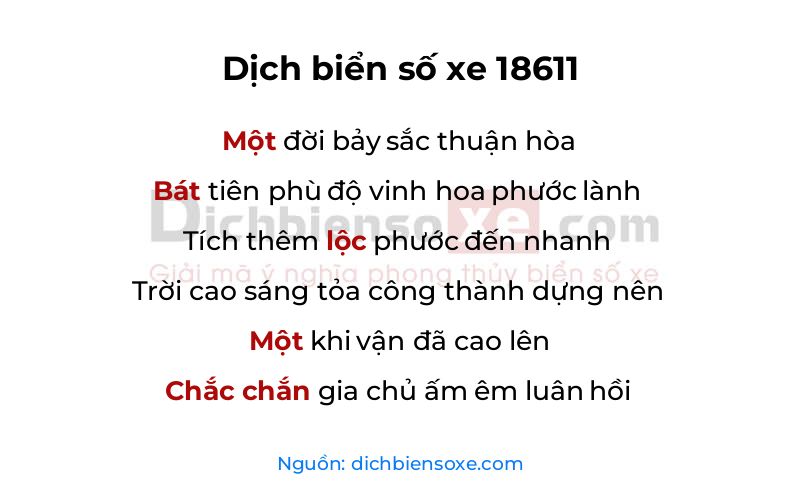 Dịch thơ biển số 18611