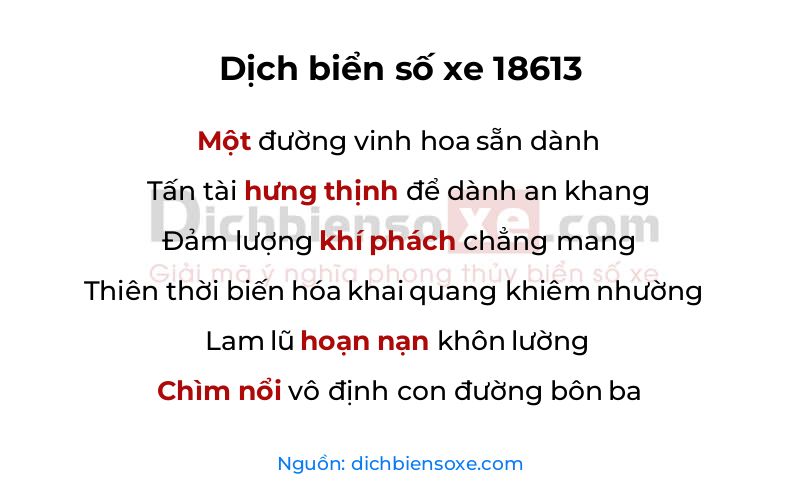 Dịch thơ biển số 18613