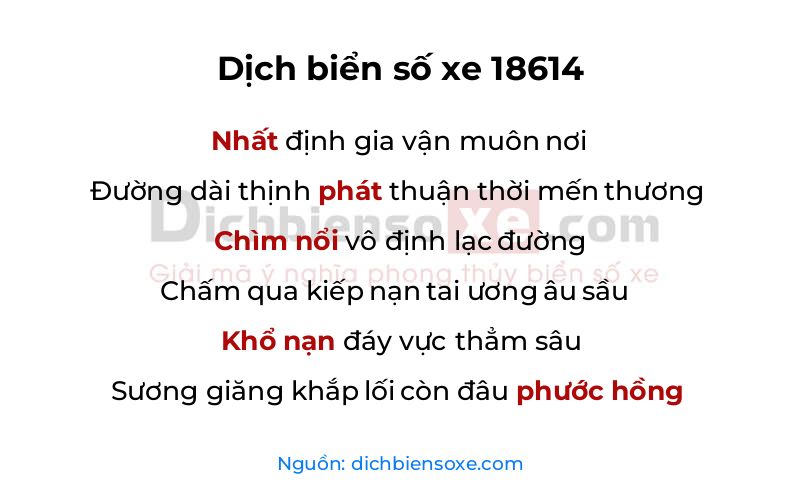 Dịch thơ biển số 18614