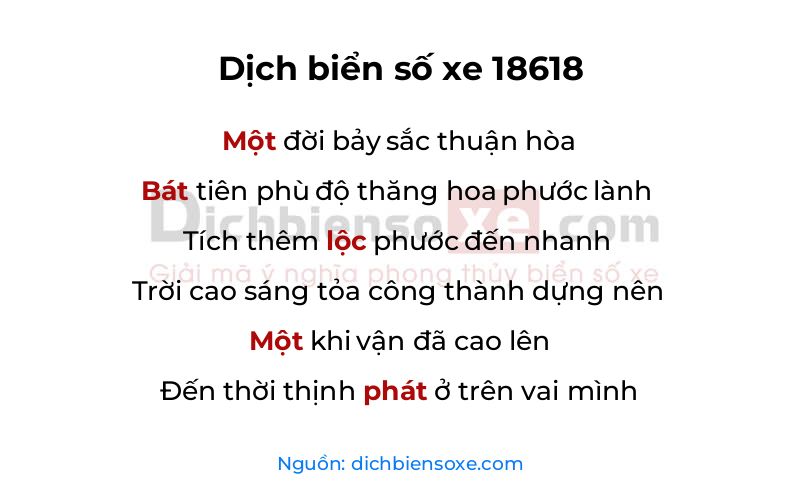 Dịch thơ biển số 18618