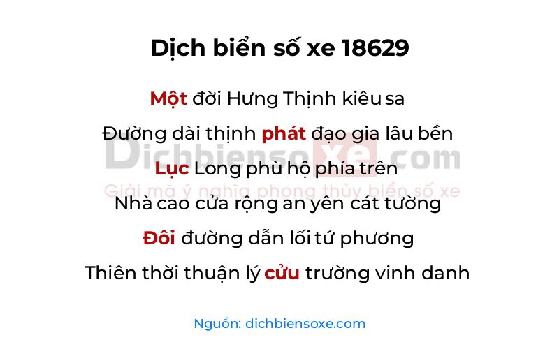 Dịch thơ biển số 18629