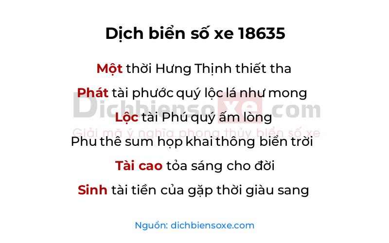 Dịch thơ biển số 18635