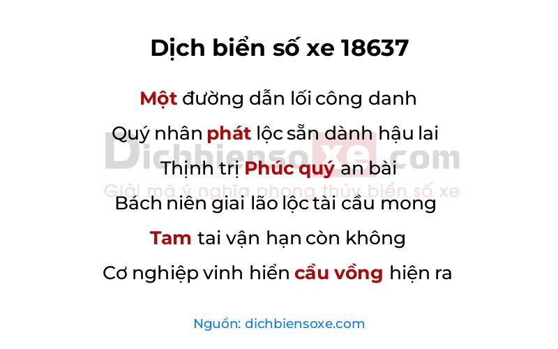 Dịch thơ biển số 18637
