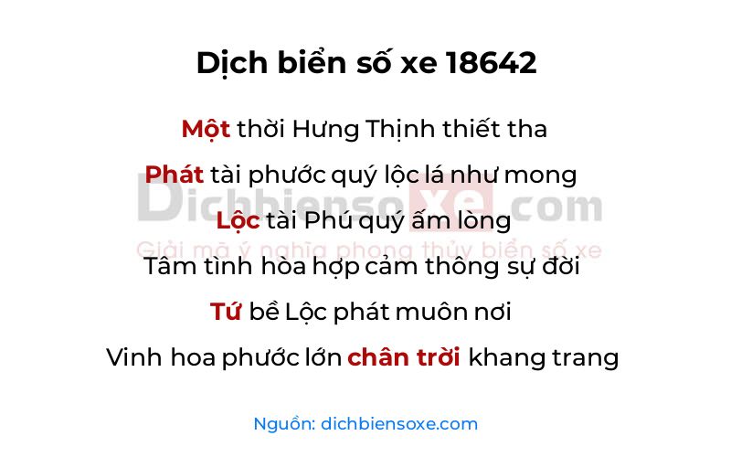 Dịch thơ biển số 18642