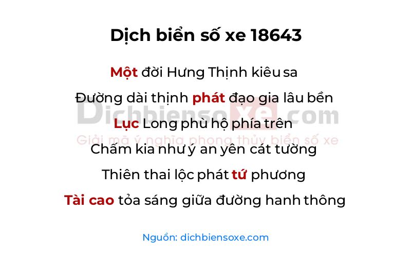 Dịch thơ biển số 18643