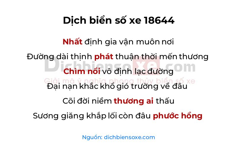 Dịch thơ biển số 18644