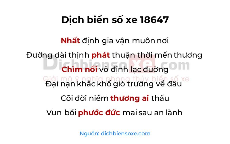 Dịch thơ biển số 18647