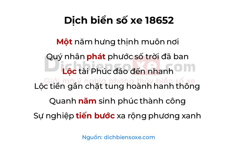 Dịch thơ biển số 18652