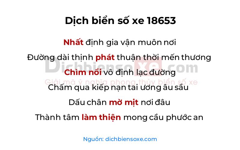 Dịch thơ biển số 18653