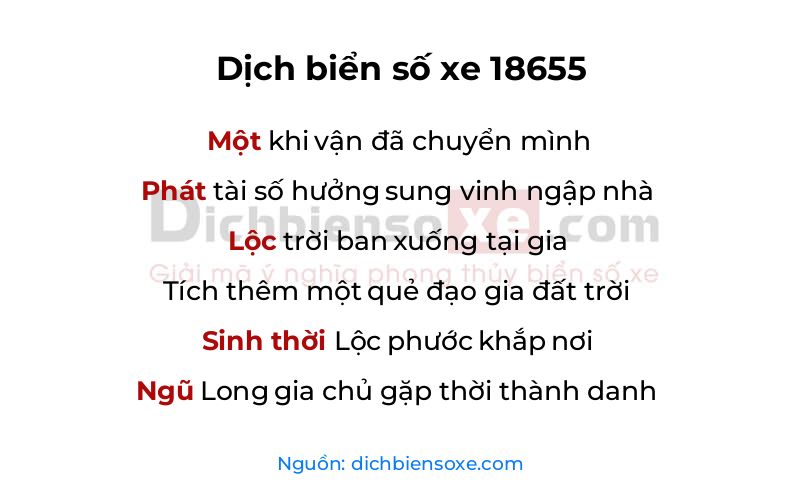 Dịch thơ biển số 18655