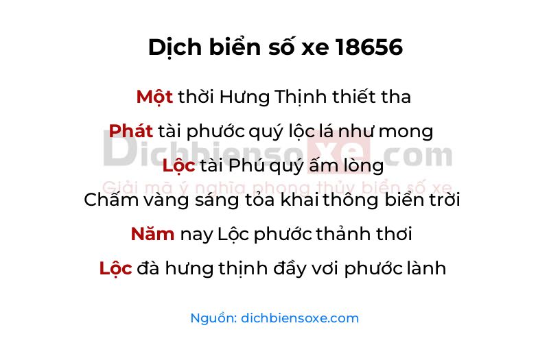 Dịch thơ biển số 18656
