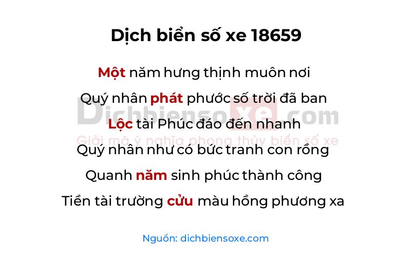 Dịch thơ biển số 18659