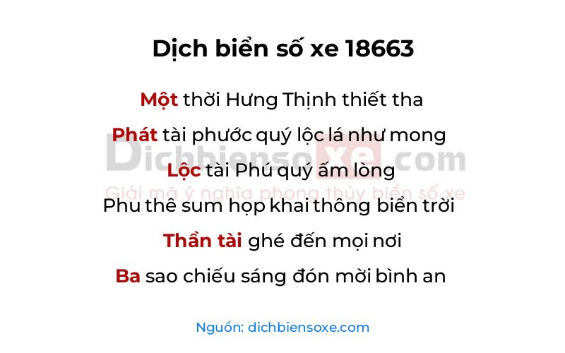 Dịch thơ biển số 18663