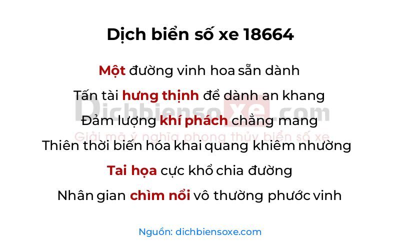 Dịch thơ biển số 18664
