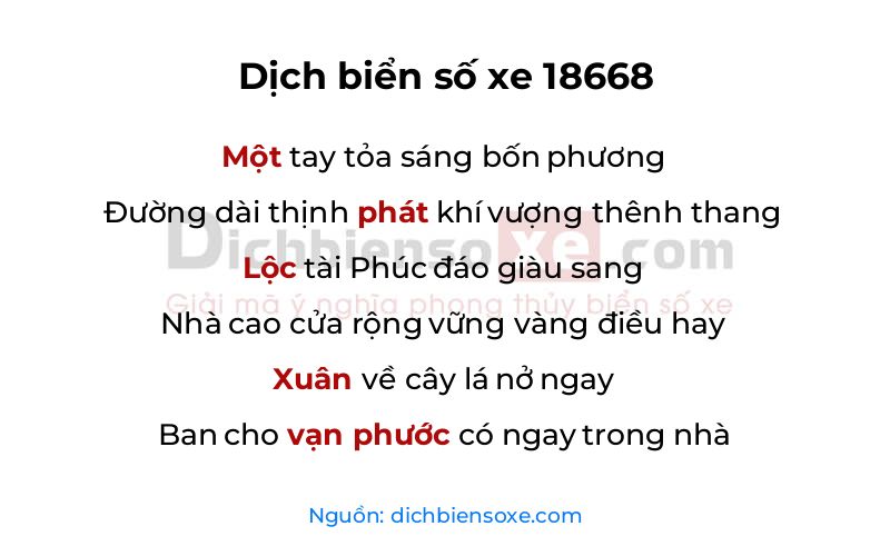 Dịch thơ biển số 18668