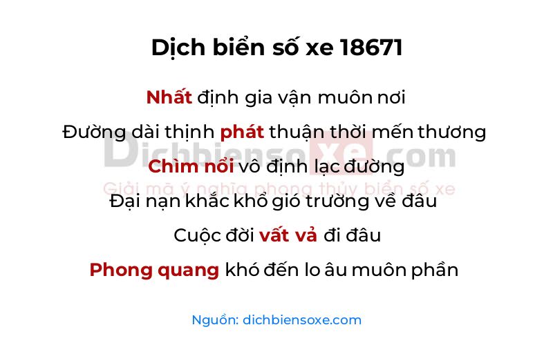 Dịch thơ biển số 18671