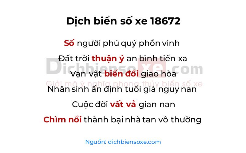 Dịch thơ biển số 18672