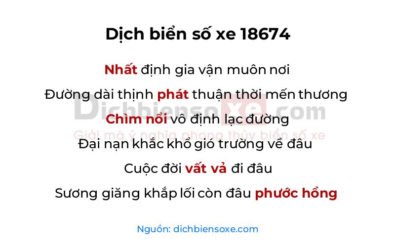 Dịch thơ biển số 18674
