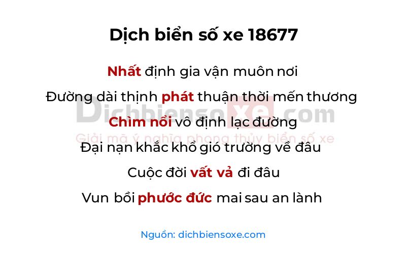 Dịch thơ biển số 18677