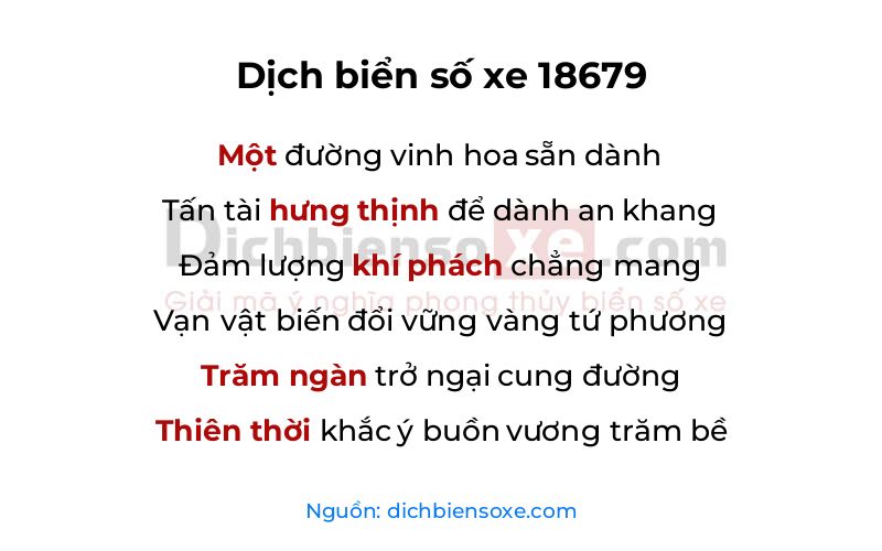 Dịch thơ biển số 18679