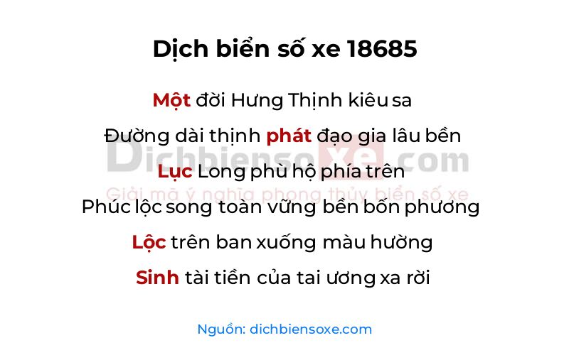 Dịch thơ biển số 18685