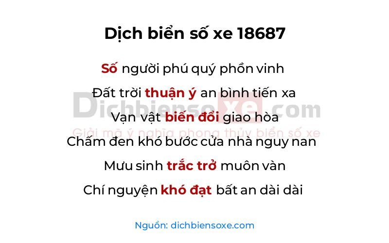 Dịch thơ biển số 18687