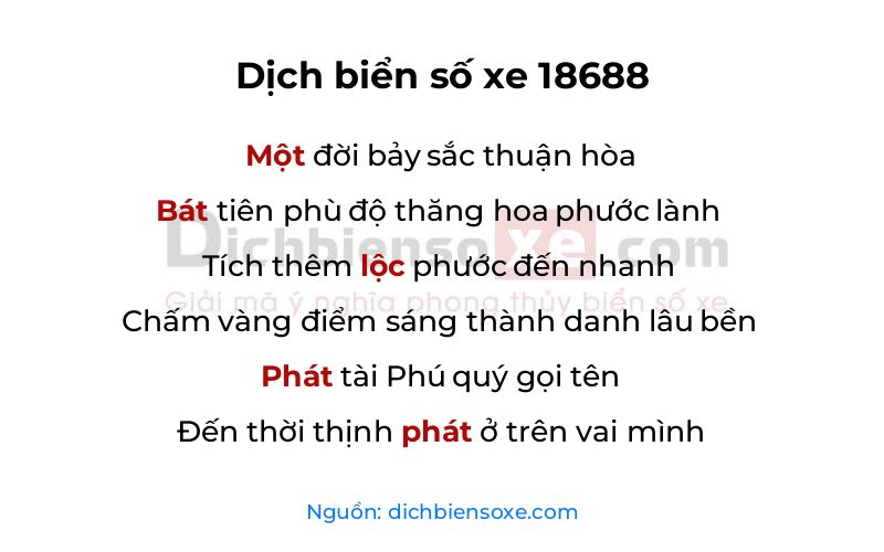 Dịch thơ biển số 18688