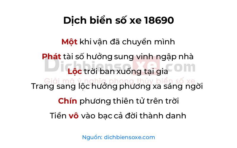 Dịch thơ biển số 18690
