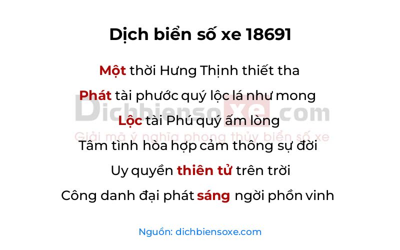 Dịch thơ biển số 18691