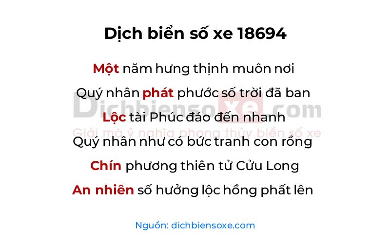 Dịch thơ biển số 18694