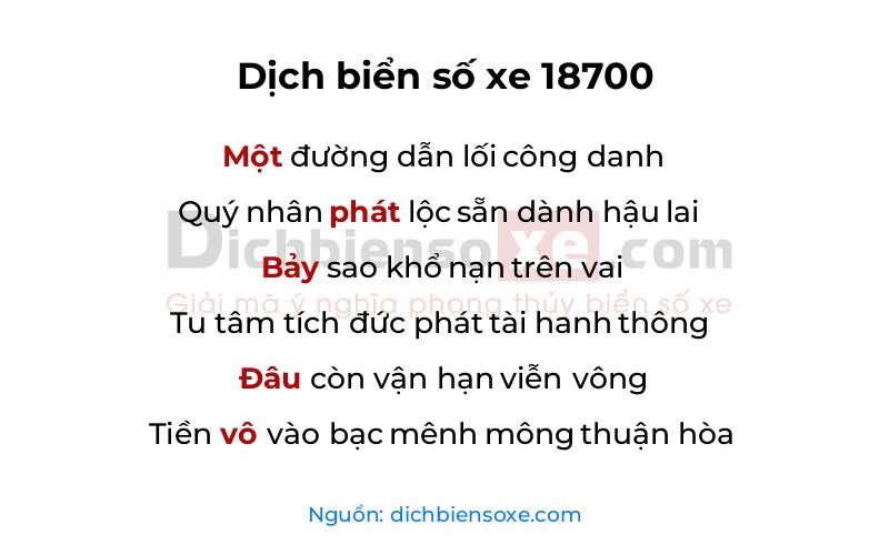 Dịch thơ biển số 18700