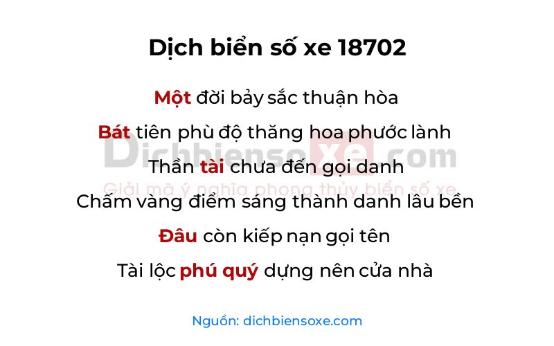 Dịch thơ biển số 18702