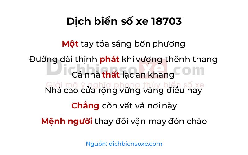 Dịch thơ biển số 18703