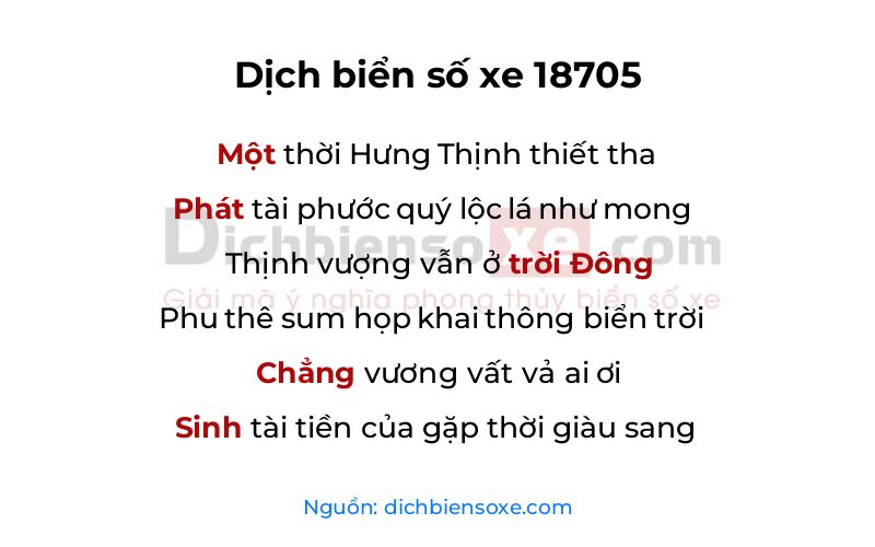 Dịch thơ biển số 18705