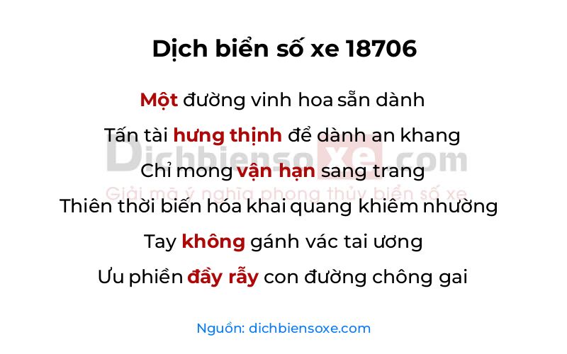 Dịch thơ biển số 18706