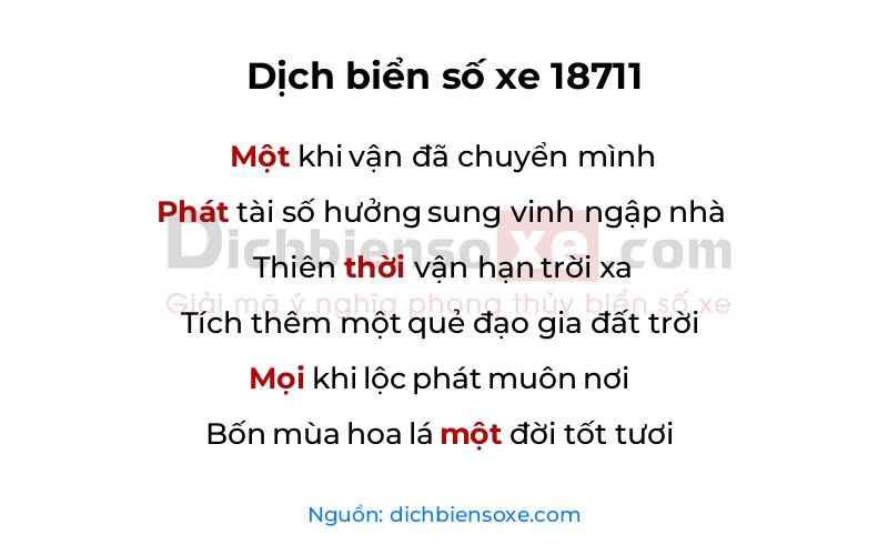 Dịch thơ biển số 18711