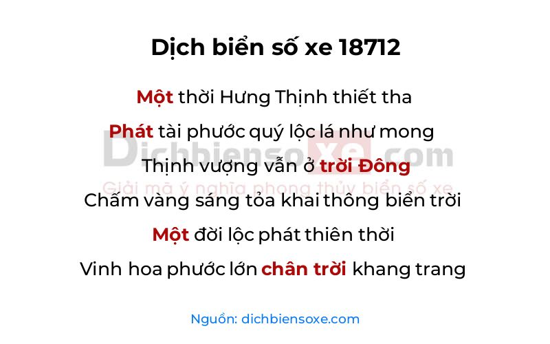 Dịch thơ biển số 18712