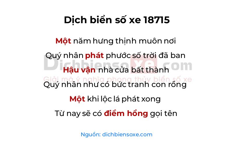 Dịch thơ biển số 18715