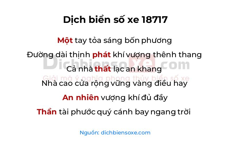 Dịch thơ biển số 18717