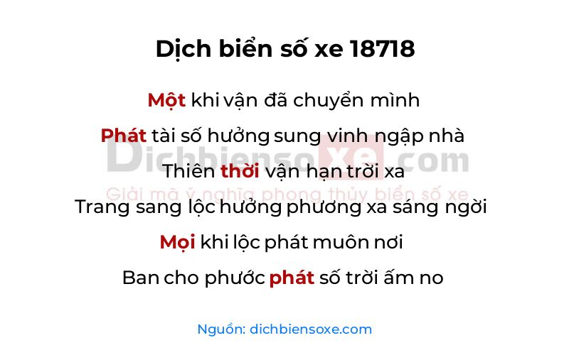 Dịch thơ biển số 18718