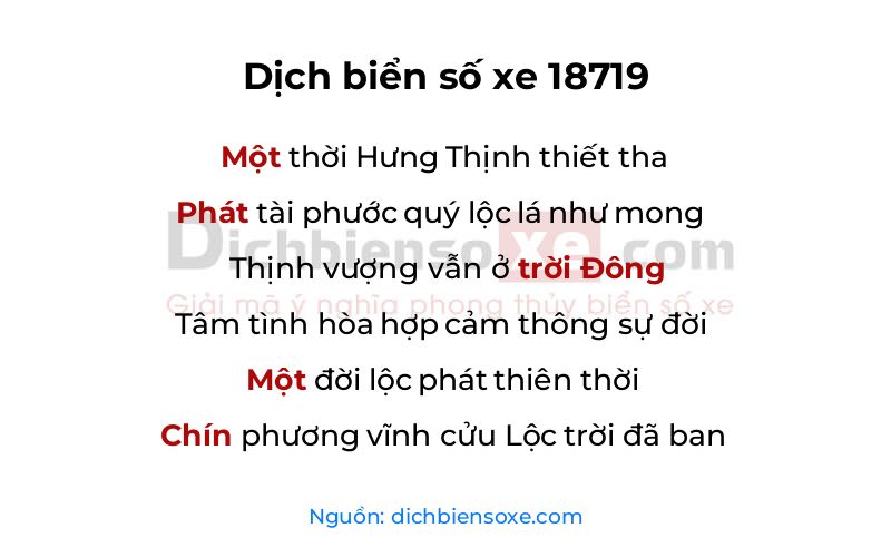 Dịch thơ biển số 18719